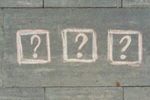 3 question marks painted on the grey sidewalk 2022 04 05 07 07 57 utc